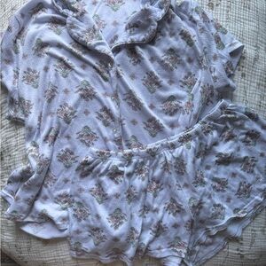 Floral Pajama Set in White and Pink